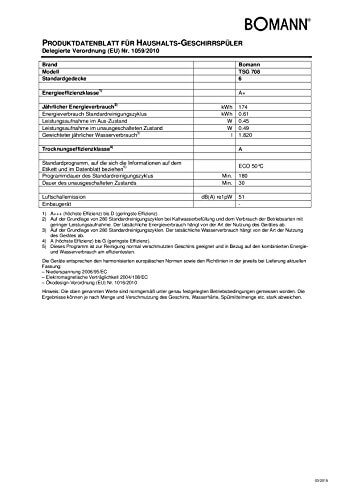 Bomann TSG 708 Tischgeschirrspüler