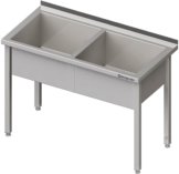 28039 1200x1165 162x157 - Topfspüle mit zwei Becken, 1200x600x850 mm, 300 mm Beckenhöhe, mit Aufkantung, verschweißt