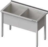 28041 1200x1171 162x158 - Topfspüle mit zwei Becken, 1200x600x850 mm, 400 mm Beckenhöhe, mit Aufkantung, verschweißt