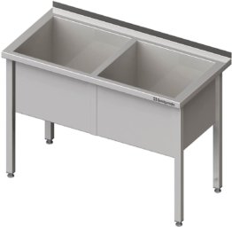 28041 1200x1171 262x256 - Topfspüle mit zwei Becken, 1200x600x850 mm, 400 mm Beckenhöhe, mit Aufkantung, verschweißt