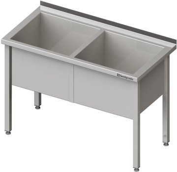 28041 1200x1171 360x351 - Topfspüle mit zwei Becken, 1200x600x850 mm, 400 mm Beckenhöhe, mit Aufkantung, verschweißt