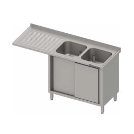 28244 1200x1200 262x262 - Spülschrank mit Schiebetüren und Überstand 1600x600x900 mm, mit zwei Becken rechts, mit Aufkantung, verschweißt