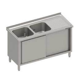 28270 1200x1200 1 262x262 - Spülschrank mit Schiebetüren, 1500x700x850 mm, mit zwei Becken links, mit Aufkantung, verschweißt