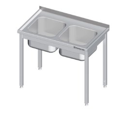 28309 1200x1064 262x232 - Spültisch ohne Grundboden 1000x600x850 mm, mit zwei Becken mit Aufkantung, verschweißt