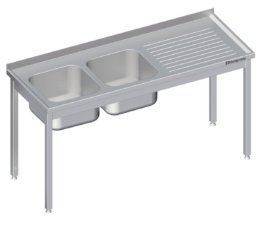 28310 1200x1064 2 262x232 - Spültisch ohne Grundboden, 1600x600x850 mm, mit zwei Becken links, mit Aufkantung, verschweißt
