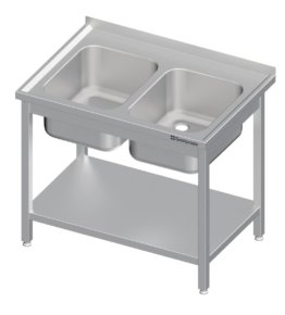 28312 1082x1199 1 262x290 - Spültisch mit Grundboden 1000x700x850 mm, mit zwei Becken mit Aufkantung, verschweißt