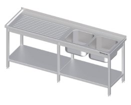 28314 1200x959 13 262x209 - Spültisch mit Grundboden, 2600x700x850 mm, mit zwei Becken rechts, mit Aufkantung, verschweißt