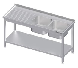 28316 1200x1040 5 262x227 - Spültisch mit Grundboden, 1700x700x850 mm, mit zwei Becken rechts, mit Aufkantung, verschweißt
