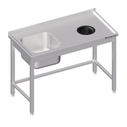 28337 1200x1200 12 262x262 - Spültisch ohne Grundboden, mit Abfallloch, 1600x600x850 mm, mit einem Becken links, mit Aufkantung, verschweißt