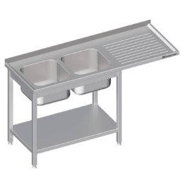 28341 1200x1200 6 262x262 - Spültisch mit Grundboden, und Überstand, 1900x600x900 mm, mit zwei Becken links, mit Aufkantung, verschweißt