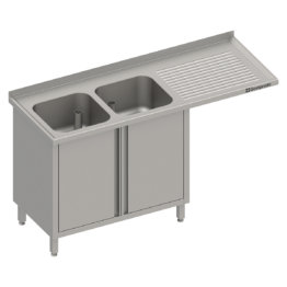 28804 1200x1200 8 262x262 - Spülschrank mit Flügeltüren und Überstand 2400x600x900 mm, mit zwei Becken links, mit Aufkantung, verschweißt
